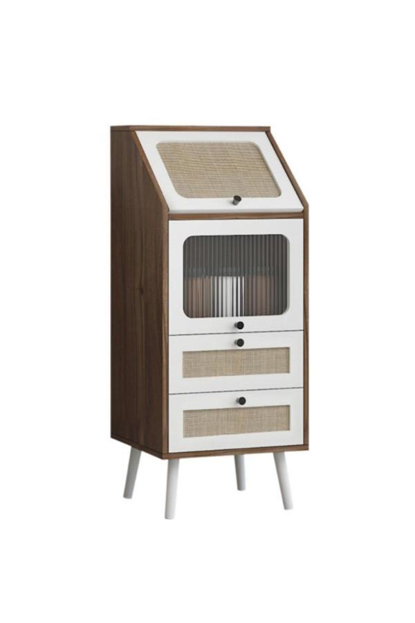 PC RATTAN CAMLI AYAKLI ÇOK AMAÇLI DOLAP - Image 1