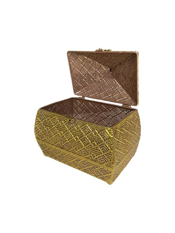 GOLD DİKDÖRTGEN KAPAKLI DEKOR KUTUSU BÜYÜK - Image 1