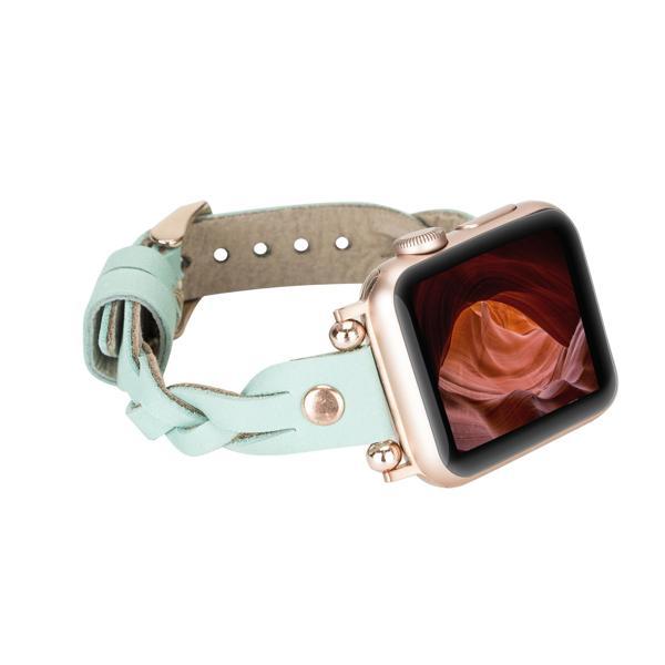 Belic Globe Ferro Deri Çift Turlu Apple Watch Kayışı ve Gül Altın Trok - Image 1