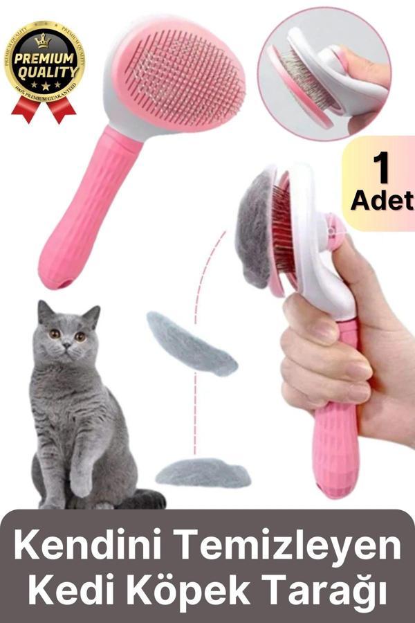 Özel Üretim Pembe Kendini Temizleyen Otomatik Tuşlu Evcil Hayvan Pet Tüy Toplayıcı Kedi Köpek Tarağı - Image 1