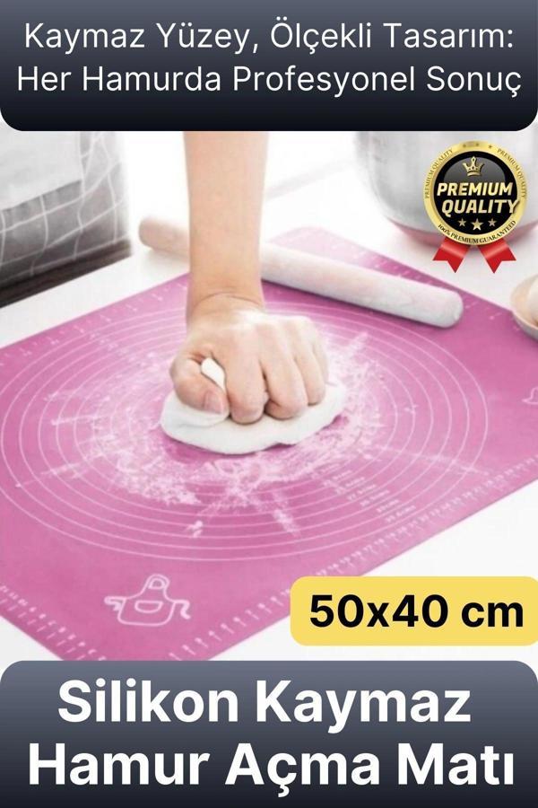 Özel Seri Isıya Dayanıklı Ölçekli Gıda Uyumlu Kaymaz Silikon Hamur Açma Yoğurma Matı Örtüsü 50x40 cm - Image 1