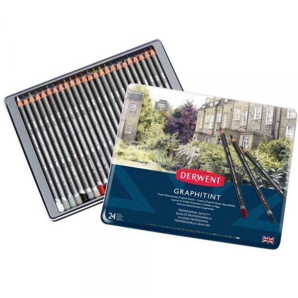 Supertrend Graphitint Suda Çözünebilen Renkli Eskiz Çizim Kalemi Seti 24'lü Teneke Kutu - Image 1
