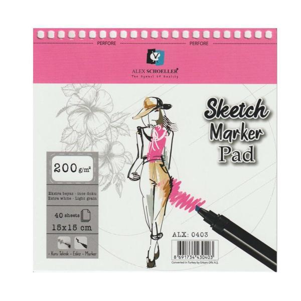 Supertrend Spiralli Sketch Marker Defteri Pad 200 gr. 15x15 cm. 40 yp. - Image 1