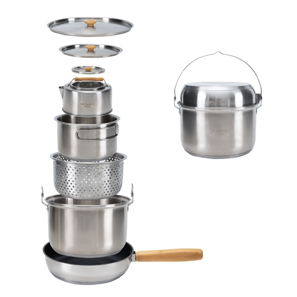 KingCamp Cookware Set I Paslanmaz Çelik Kamp Tencere Seti - Image 1