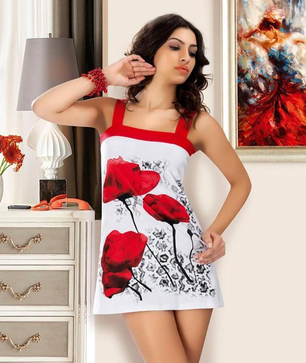 Kare Yaka Çiçek Desenli Tunik 903 - Image 1