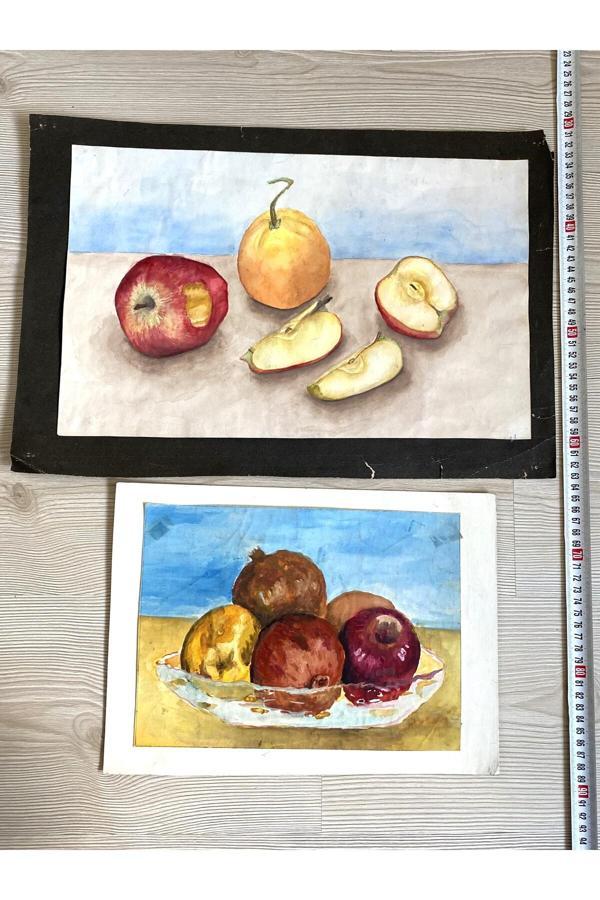 Sanat Taciri 2 Adet Sulu Boya Resim Kağıt Üzeri Sulu Boya Resimler - Image 1