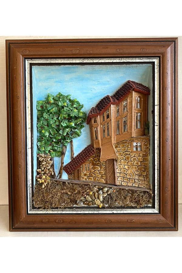 Sanat Taciri Vintage El Yapımı 3 Boyutlu Tablo Konak Temalı Tablo - Image 1