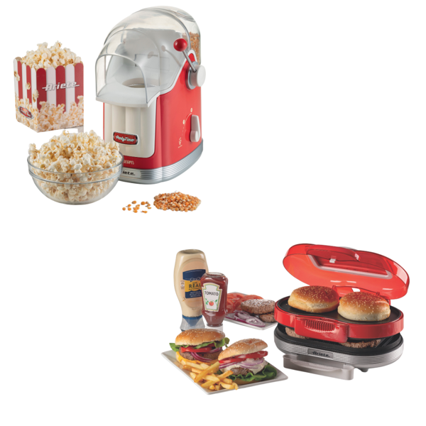 Ariete Party Time Popcorn Mısır Patlatma Makinesi + Hamburger Makinesi 2'li Özel Set PSET02 - Image 1