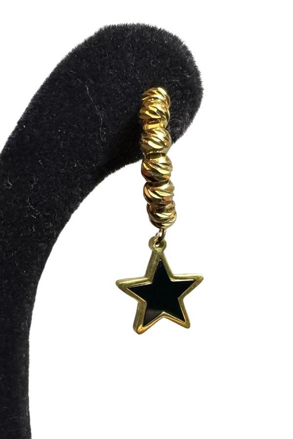 Uretti - İREM 3914 7537 Siyah Yıldız Sallantılı Gold Küpe - Image 1