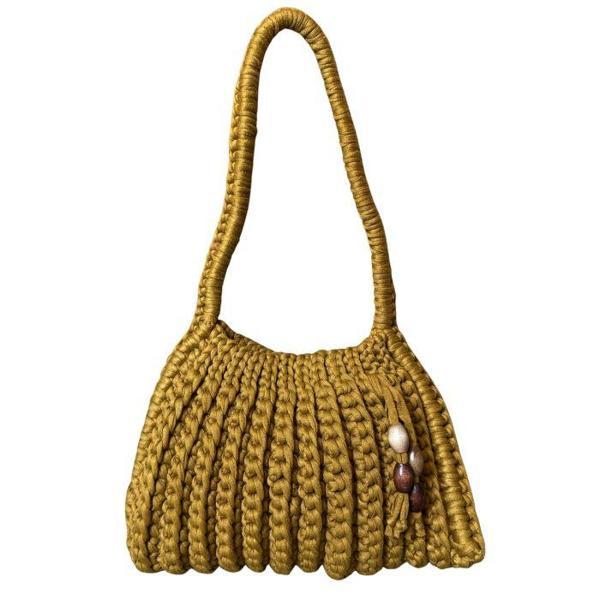 Uretti - Emine 9106 El Örgüsü Hasır Görünümlü Penye Kumaş Omuz Çantası - 26 x 19 - Image 1