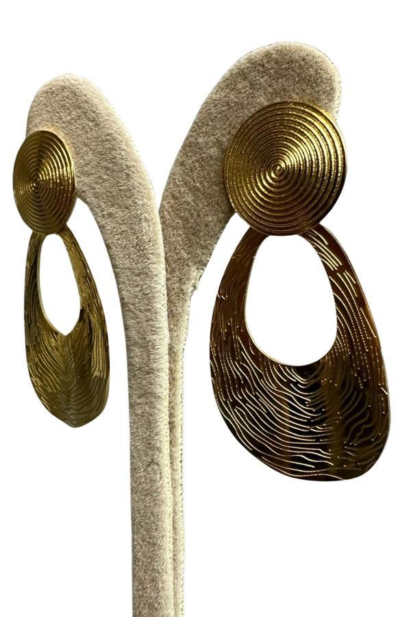 Uretti - İREM 3914 7051 Parmak İzi Model Sallantılı Çelik Küpe - Image 1