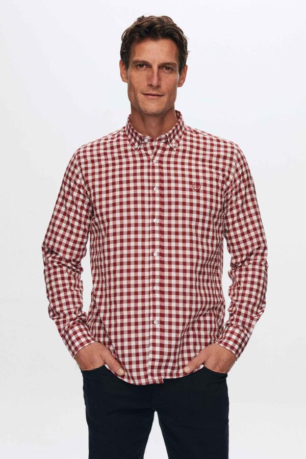 Ds Damat Slim Fit Bordo Kareli Ekoseli Gömlek - Image 1