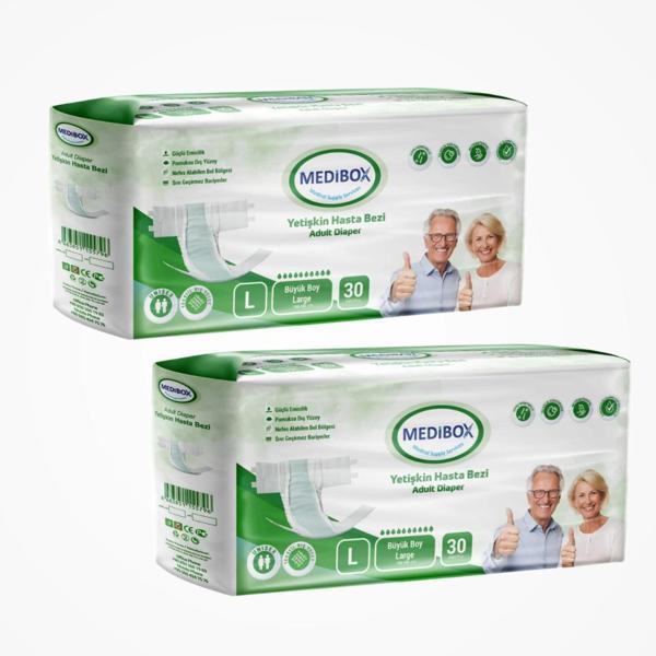 Medibox Yetişkin Bel Bantlı Hasta Bezi (L) Large | 60 Adet - Image 1