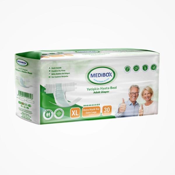 Medibox Yetişkin Bel Bantlı Hasta Bezi (XL) X Large | 30 Adet - Image 1