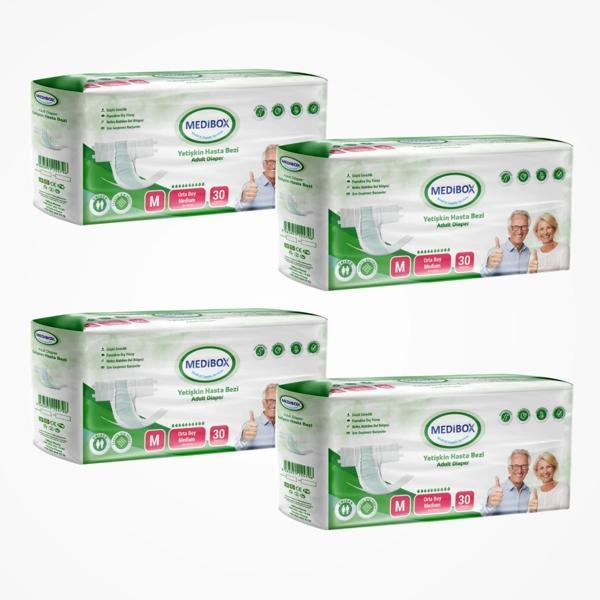 Medibox Yetişkin Bel Bantlı Hasta Bezi (M) Medium | 120 Adet - Image 1