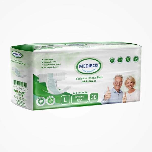 Medibox Yetişkin Bel Bantlı Hasta Bezi (L) Large | 30 Adet - Image 1