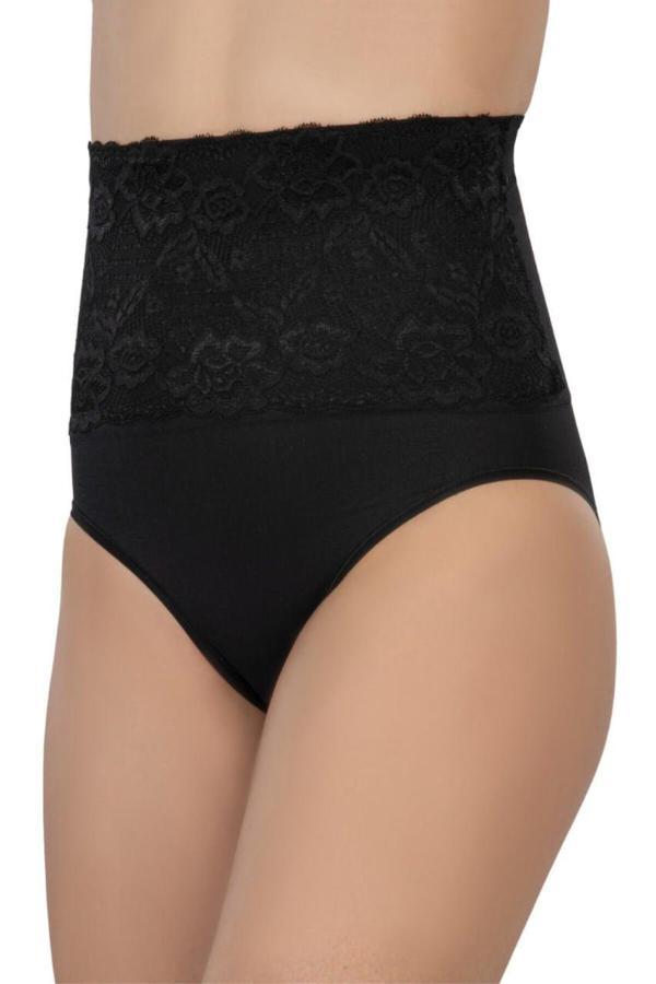 Emay Önü Dantelli Yüksel Bel Slip Korse 2090 Siyah - Image 1