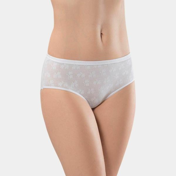 Türen Kadın Jakarlı Pamuklu Bikini Külot 283/Beyaz - Image 1