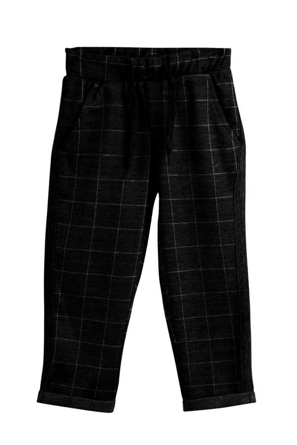 Erkek Bebek & Çocuk Kareli Model Siyah Renk Beli Lastikli Jogging Kumaş Pantolon - Image 1