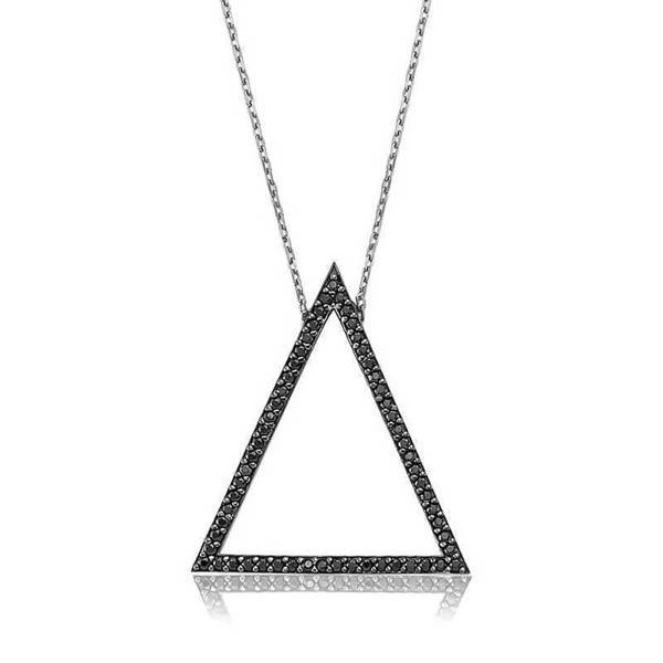 BlackCraft 925 Ayar Gümüş Üçgen Kadın Gümüş Kolye (BC-A0B2B7) - Image 1