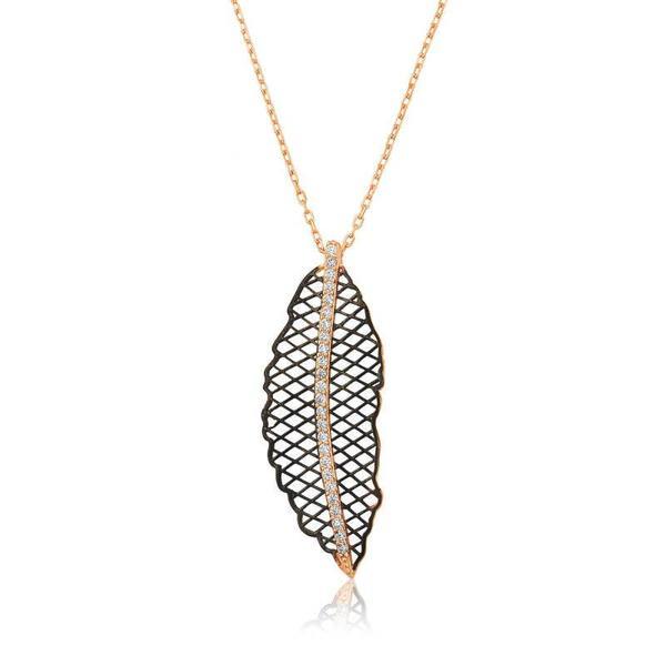 BlackCraft 925 Ayar Gümüş Yaprak Kadın Gümüş Kolye (BC-84AC6D) - Image 1