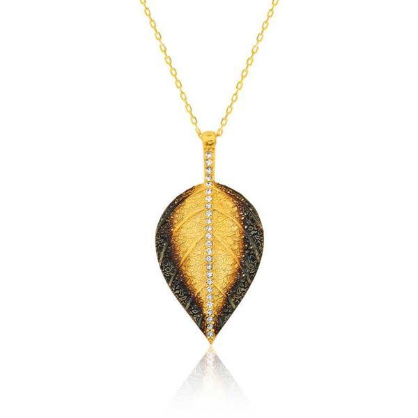 BlackCraft 925 Ayar Gümüş Yaprak Kadın Gümüş Kolye (BC-84AC6D) - Image 1