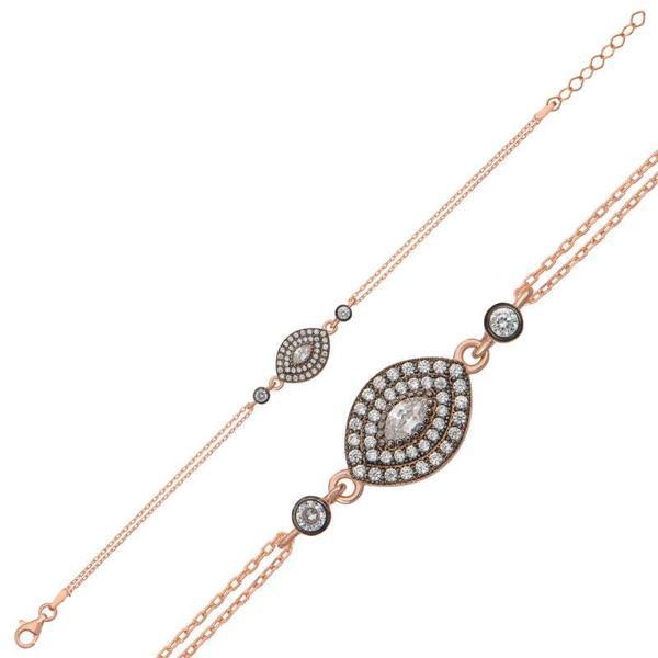 BlackCraft Gümüş Rose Damla Elmas Montür Kadın Bileklik (BC-92816B) - Image 1