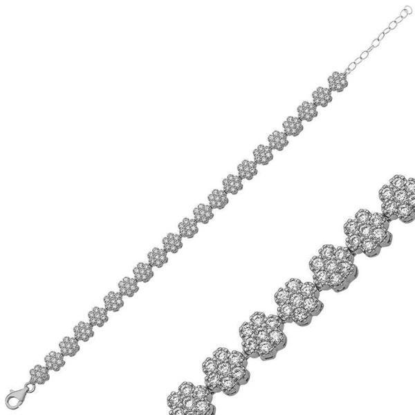 BlackCraft ​925 Ayar Gümüş Çiçek Bileklik (BC-495D66) - Image 1