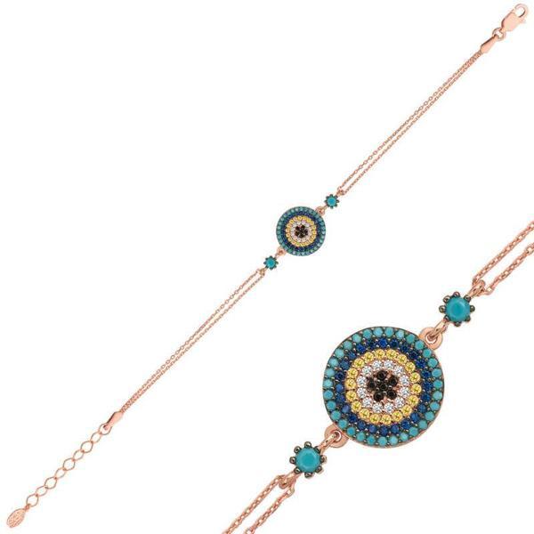 BlackCraft 925 Ayar Gümüş Rose Nazar Bileklik (BC-0860B4) - Image 1