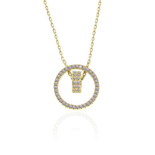 BlackCraft 925 Ayar Gümüş Gold İç İçe Geçmiş Halka Kadın Kolye (BC-031F2D) - Image 1