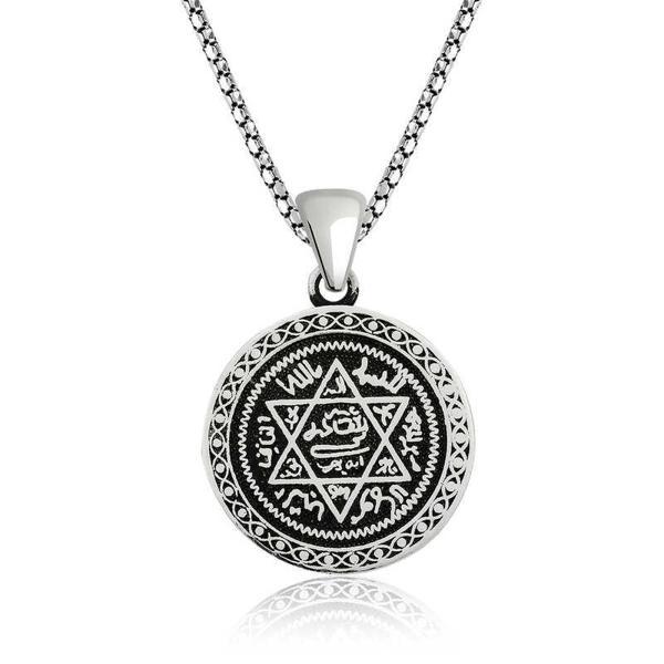 BlackCraft 925 Ayar Gümüş Süleyman Mührü Gümüş Kolye (BC-8A6BB3) - Image 1