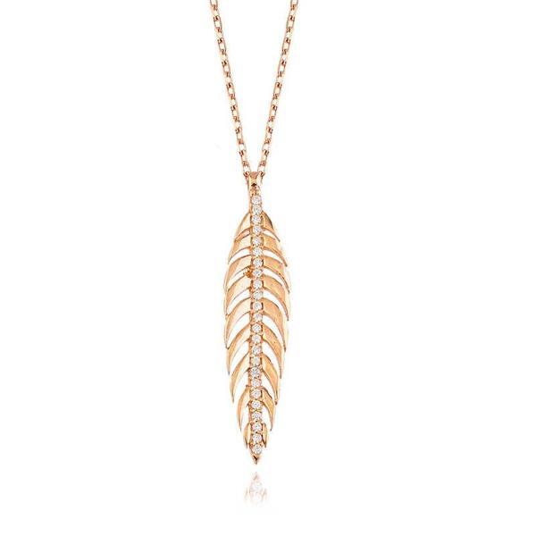 BlackCraft 925 Ayar Gümüş Ceviz Yaprağı Kadın Gümüş Kolye (BC-B10800) - Image 1