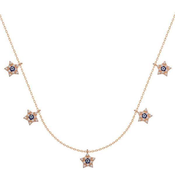 BlackCraft 925 Ayar Gümüş Yıldız Nazarlı Şans Kadın Gümüş Kolye (BC-FE57A5) - Image 1