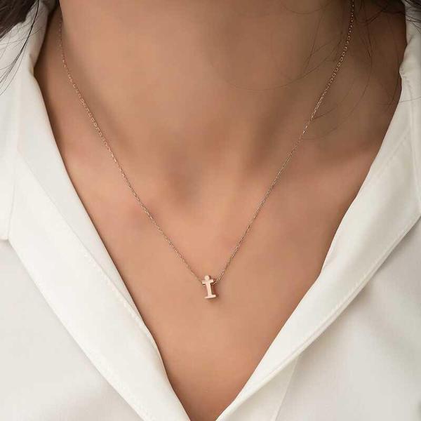 BlackCraft 925 Ayar Gümüş Rose 3 Boyutlu İ Harf Kadın Gümüş Kolye (BC-CCD072) - Image 1