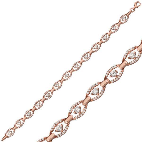 BlackCraft 925 Ayar Gümüş Rose Oval Su Yolu Bileklik (BC-88F97E) - Image 1