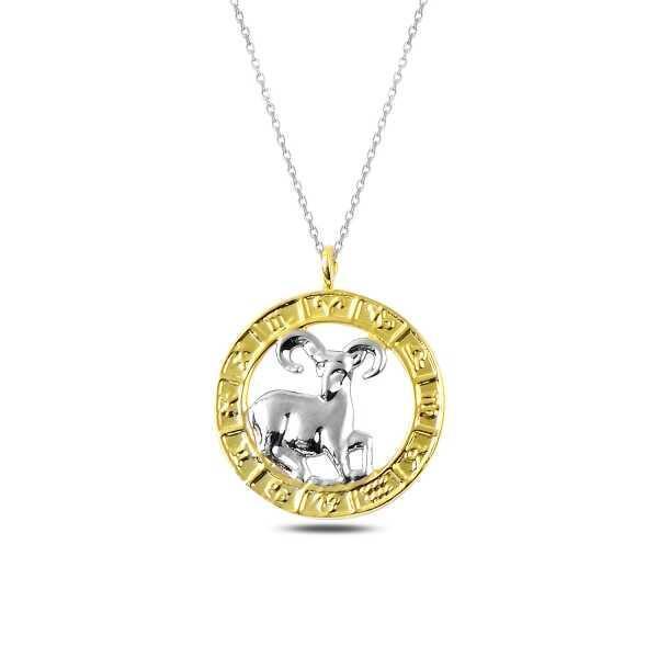 BlackCraft 925 Ayar Gümüş Gold Koç Burcu Kadın Gümüş Kolye (BC-3A0CB8) - Image 1