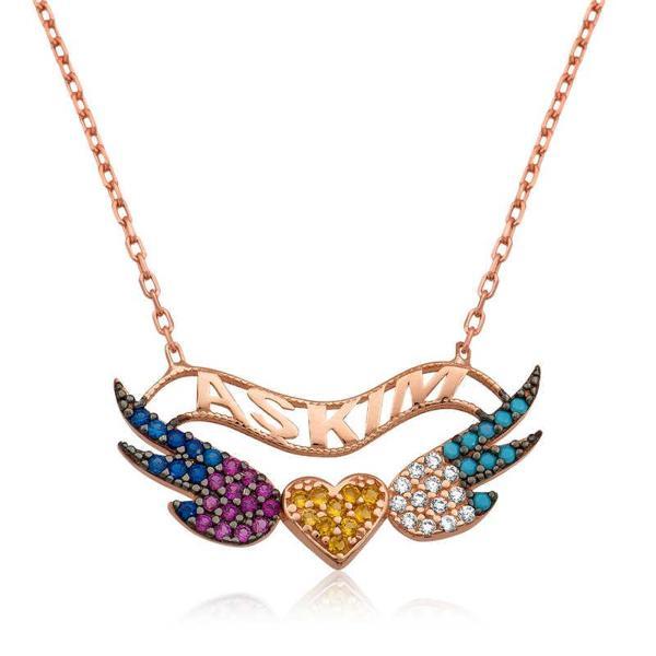 BlackCraft 925 Ayar Gümüş Kanatlı Kalp Kadın Gümüş Kolye (BC-42405E) - Image 1