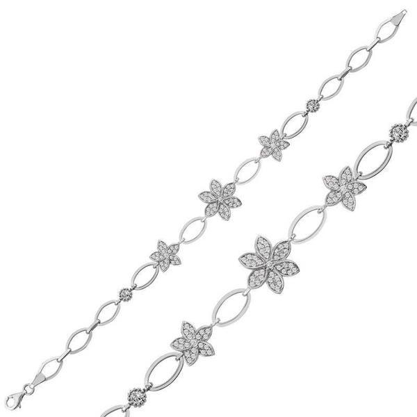 BlackCraft 925 Ayar Gümüş Çiçekli Bileklik (BC-7C7E56) - Image 1