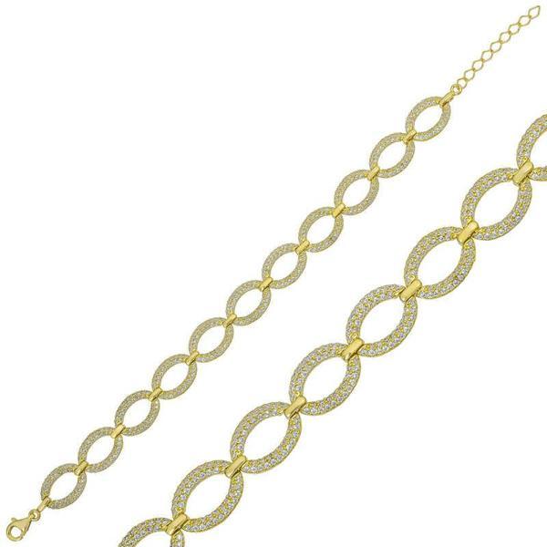 BlackCraft 925 Ayar Gümüş Gold Oval Taşlı Bileklik (BC-A030C2) - Image 1