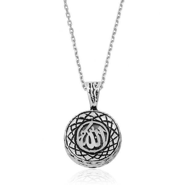 BlackCraft 925 Ayar Gümüş Allah Yazılı Cevşen Duası Gümüş Kolye (BC-6C7994) - Image 1