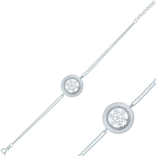 BlackCraft 925 Ayar Gümüş Kar Tanesi Bileklik (BC-8123D7) - Image 1