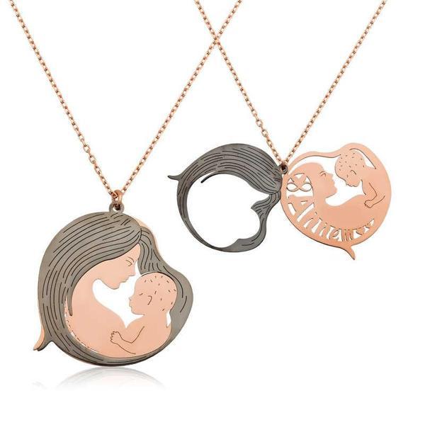 BlackCraft 925 Ayar Gümüş Anne ve Bebek Gümüş Kolye (BC-8BD2D6) - Image 1