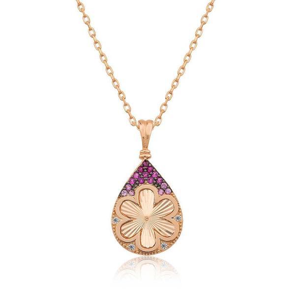 BlackCraft 925 Ayar Gümüş Damla Çiçek Kadın Gümüş Kolye (BC-E32FB4) - Image 1