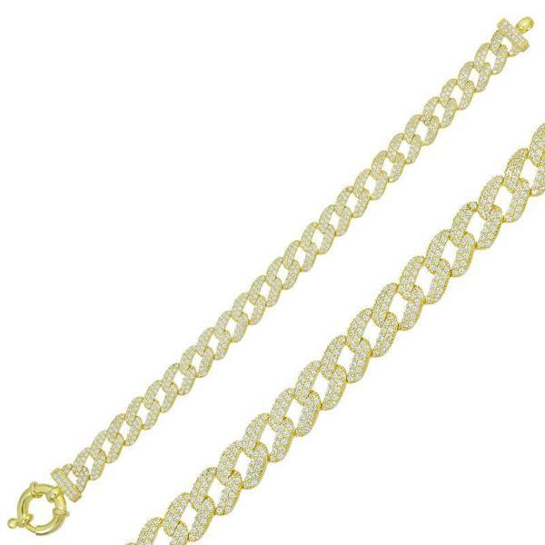 BlackCraft 925 Ayar Gümüş Gold Taşlı Gurmet Bileklik (BC-C103F7) - Image 1