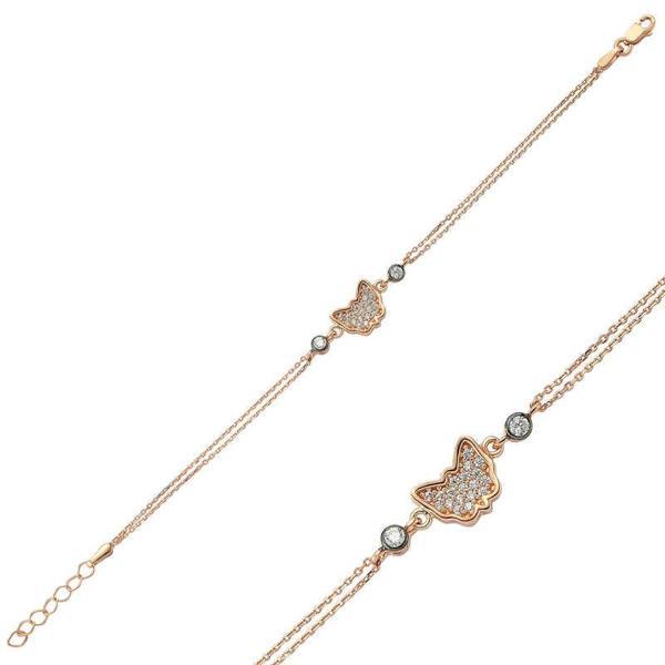 BlackCraft ​925 Ayar Gümüş Rose Kelebek Bileklik (BC-1AC123) - Image 1