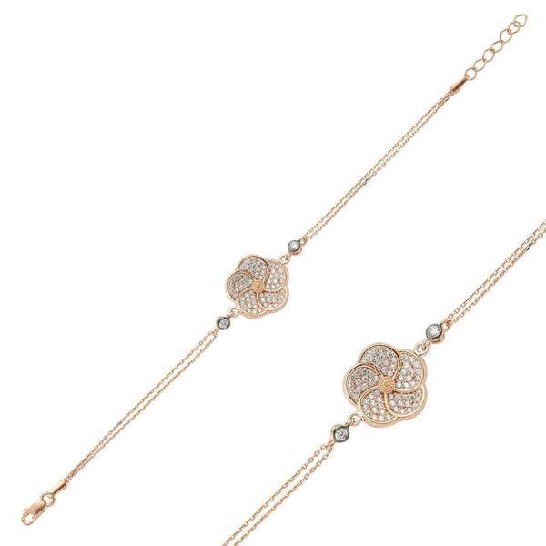 BlackCraft ​925 Ayar Gümüş Rose Papatya Bileklik (BC-93306B) - Image 1