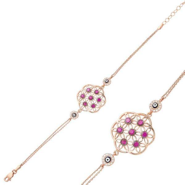 BlackCraft ​925 Ayar Gümüş Rose Yaşam Çiçeği Bileklik (BC-31F37D) - Image 1