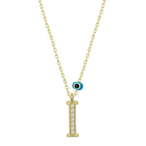 BlackCraft 925 Ayar Gümüş Nazar Gold  I Harfi Kadın Gümüş Kolye (BC-AF7599) - Image 1
