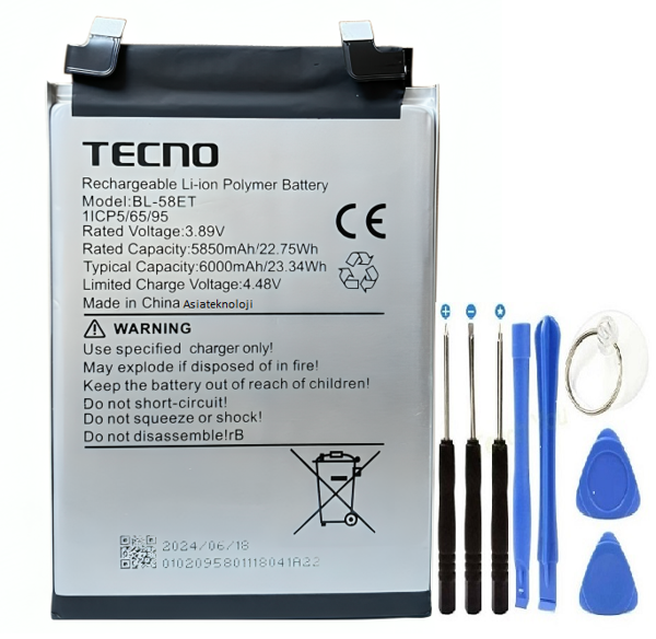Tecno Pova 5 Pil Batarya BL-58ET + Tamir Set LH7N - Image 1