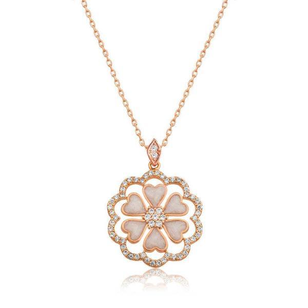 BlackCraft 925 Ayar Gümüş Kalp Çiçek Kadın Gümüş Kolye (BC-2D2125) - Image 1